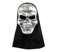 Adult Halloween Fancy Dress Silver Skull Mask with Hood