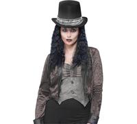 Adult Halloween Gothic Rocker Top Hat with Hair
