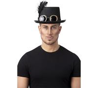 Adults Black Gothic Victorian Halloween Medieval Feather Film Steampunk Top Hat