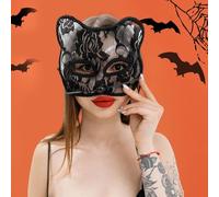 Adult Halloween Masks Step Into The Halloween Revelry And Showcase Your Unparalleled Charm This Mystifying And Enchanting Cat Face Lace Decoration Will Be The Scary Mask(Black, 16x15x5cm)