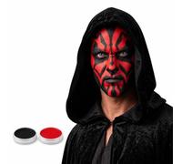 Adult Halloween Red & Black Villain Face Paint Set Costume Body Makeup Kit | oil-based paint duo, red and black shades, face and body use, one size, dramatic two-tone finish