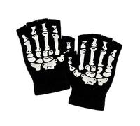 W WIDMANN MILANO Party Fashion - Skeleton Fingerless Gloves, Adult Size, Wool, Dia de los Muertos, Gothic, Dark, Horror, Halloween, Carnival, Theme Parties
