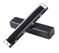 Adult Harmonica 24 Hole C Harmonica Phosphorus Bronze Blues Beginners With Case(Black)