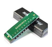 Adult Harmonica Titanium Copper Core 10 Holes C Blues Harmonica Professional Performance(Green)