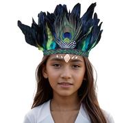 Adult Headpiece Women's Feather Party Dance Afternoon Tea Wedding Headband Alice Band Accessory (Dark Blue, One Size)