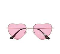 Adult Heart Shaped Sunglasses - Retro Women Love Glasses with UV400 Protection - Cute Colourful Festival Eyewear, Fancy Dress Accessory, Party & Hen Do Shades (Pink Lens)