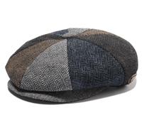 Adult Herringbone Newsboy Hat 8 Panel Peaky Tweed Gatsby Baker Boy Flat Cap for Men's & Women's (UK, Alpha, M, Mix)