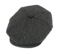 Adult Herringbone Newsboy Hat 8 Panel Peaky Tweed Gatsby Baker Boy Flat Cap for Men's & Women's (UK, Alpha, S, Olive Green Style 1)