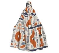 Adult Hooded Cloak, Halloween Cosplay Cape for Men Women, Cloak for Party | Scandinavian fox Comfortable Hooded Cape with Neck Tie for Halloween Role Play Stage Masquerade