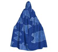 Adult Hooded Cloak Halloween Cosplay Cape Full Length Unisex Party Costume | Polar Bear Line Full Length Hooded Cloak for Halloween, Cosplay, Masquerade, Stage & Carnival