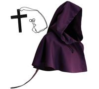 Adult Hooded Cloak Pullover Medieval Renaissance Costume Cape Accessories Halloween Cosplay Short Wizard Robe Cloaks (Grey, One Size)
