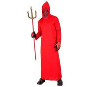 Adult Hooded Devil Costume Robe Mask Halloween Fancy Dress Outfit