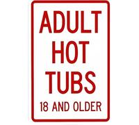 Adult Hot Tubs Pool Warning Spa Rules Caution Decor Warning Metal Sign Aluminum Signs for Outdoors Use Yard Farm Fence Home Wall Decor 8x12 inch