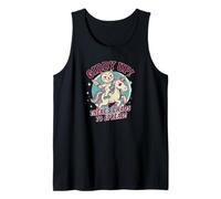 Adult Humor Cat Riding a Unicorn Giddy Up There's Chaos Tank Top