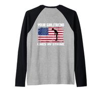Adult Humor Golfer Your Girlfriend Likes My Stroke Funny Raglan Baseball Tee