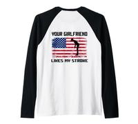 Adult Humor Golfer Your Girlfriend Likes My Stroke Funny Raglan Baseball Tee