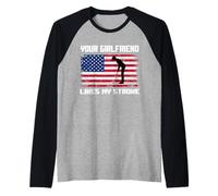 Adult Humor Golfer Your Girlfriend Likes My Stroke Funny Raglan Baseball Tee