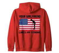 Adult Humor Golfer Your Girlfriend Likes My Stroke Funny Zip Hoodie