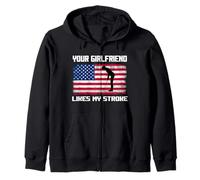 Adult Humor Golfer Your Girlfriend Likes My Stroke Funny Zip Hoodie