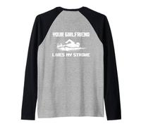 Adult Humor Your Girlfriend Likes My Stroke Swimmers Funny Raglan Baseball Tee