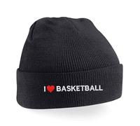 Adult I Love Basketball Beanie Hat (Black)
