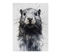 Adult Illustrated Jigsaw Puzzle, Beaver Beauty Black Ink, 500 PCS