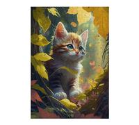 Adult Illustrated Jigsaw Puzzle, Cute Kitten The Garden, 300 PCS