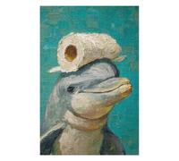 Adult Illustrated Jigsaw Puzzle, Dolphin with Hat Painting, 1000 PCS