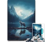 Adult Illustrated Jigsaw Puzzle, Lonely Wolf in A Lake, 500 PCS