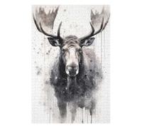 Adult Illustrated Jigsaw Puzzle, Moose Beauty Black Ink, 1000 PCS