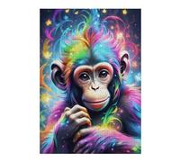 Adult Illustrated Jigsaw Puzzle, Rainbow Monkey Whimsy, 300 PCS