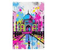 Adult Illustrated Jigsaw Puzzle, Taj Mahal Pop Art, 1000 PCS | Puzzle for Adults: tabletop activity for adults in spare time.