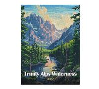 Adult Illustrated Jigsaw Puzzle, Trinity Alps Wilderness USA Landscape Art, 500 PCS