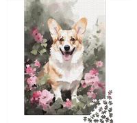 Adult Impossible Puzzles Corgi Dog Flowers 1000 Piece Jigsaw Puzzles Paper Jigsaw Puzzle For Adults 1000pcs (38x26cm)