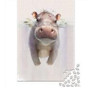 Adult Impossible Puzzles Cute Hippo Baby Painting 1000 Piece Jigsaw Puzzles Paper Jigsaw Puzzle For Adults 1000pcs (38x26cm)