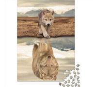 Adult Impossible Puzzles Desert Wolf Reflection 1000 Piece Jigsaw Puzzles Paper Jigsaw Puzzle For Adults 1000pcs (38x26cm)