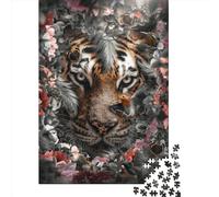 Adult Impossible Puzzles Flowered Tiger 1000 Piece Jigsaw Puzzles Paper Jigsaw Puzzle For Adults 1000pcs (38x26cm)