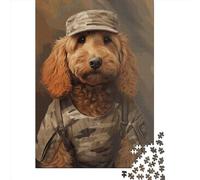 Adult Impossible Puzzles Goldendoodle Soldier 1000 Piece Jigsaw Puzzles Wooden Jigsaw Puzzle For Adults 1000pcs (75x50cm)