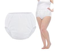 Adult Incontinence Pants - Leak-Proof Waterproof Plastic Underwear, PE Material for Elderly Care and Bedwetting Protection, White M
