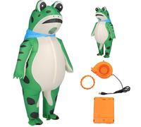 Adult inflatable frog costume, fun and cute full-body inflatable frog costume with an air pump, perfect for Halloween cosplay parties (Green,M)