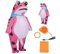 Adult inflatable frog costume, fun and cute full-body inflatable frog costume with an air pump, perfect for Halloween cosplay parties (Pink,L)