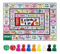 Adult Interactive Drinking Board Game Set with Colorful Pawns and Dice, Fun Party Game Mat for Game Nights, Birthdays, Gatherings and Various Occasions, Ideal for Ages 21 and Up, 2-8 Players
