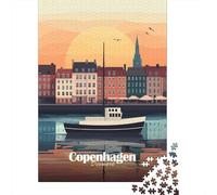 Adult Jigsaw 1000 Pieces, Copenhagen Sunset Cityscape, 52x38cm/1000pcs