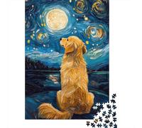 Adult Jigsaw 1000 Pieces, Golden Retriever Moon, 38x26cm/1000pcs