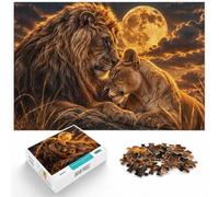 Adult Jigsaw 1000 Pieces, Lion And Lioness Under The Moon, 1000pcs (75x50cm)