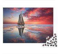 Adult Jigsaw 1000 Pieces, Sailboat Reflections on Water-1, 52x38cm/1000pcs