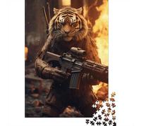 Adult Jigsaw 1000 Pieces, Tiger Rifle Fire Weapon, 52x38cm/1000pcs