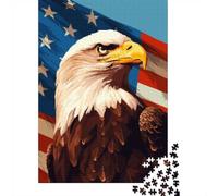 Adult Jigsaw 1000 Pieces, USA Retro Eagle Pixel Art, 38x26cm/1000pcs