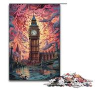Adult Jigsaw A Large Bell Tower Above The City 1000 Piece Puzzle Wooden Puzzle for Adults & Kids Age 12 Up Educational Toy 1000 PCS(38x26cm)