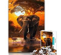 Adult Jigsaw African Elephants Jigsaw Puzzles 1000 Pieces for Adults Teens,Toys Educational Games Stress Relieving Artists Collection, Fine Art 50x75cm